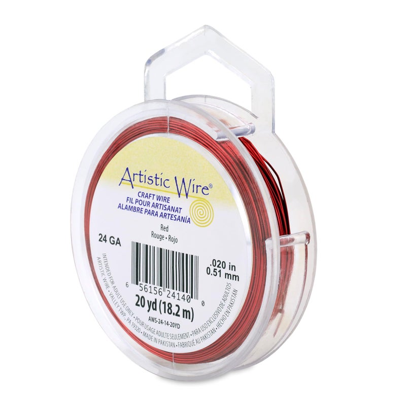 Artistic Wire, 24 Gauge Tarnish Resistant Colored Copper Craft Wire, Red, 20 yd - Image 1